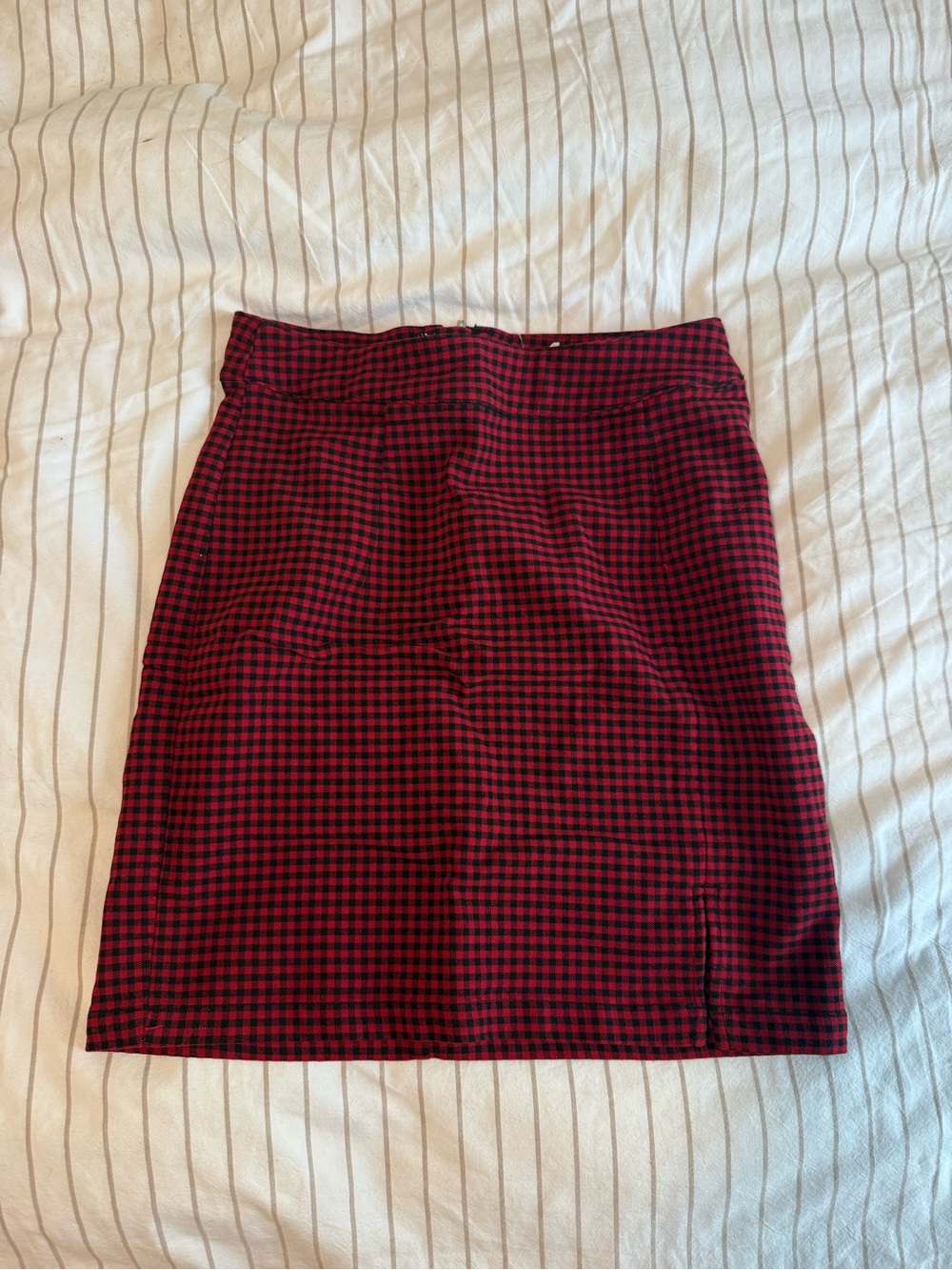 Garage Red and Black Gingham Pencil Skirt